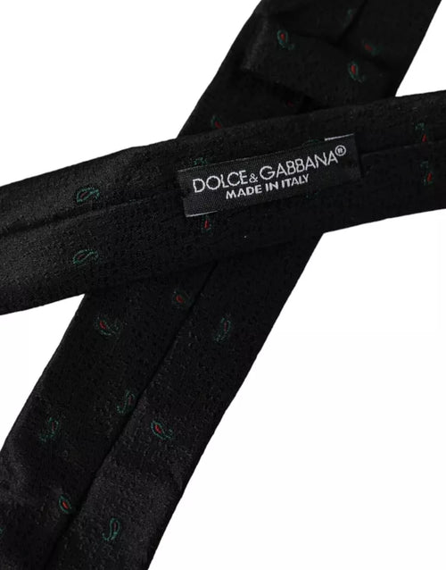 Dolce & Gabbana Black Fantasy 100% Silk Adjustable Men Tie - ClickThatClicks 