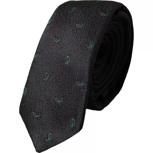Dolce & Gabbana Black Fantasy 100% Silk Adjustable Men Tie - ClickThatClicks 