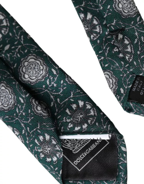 Dolce & Gabbana Green Floral Print Silk Adjustable Men Tie - ClickThatClicks 