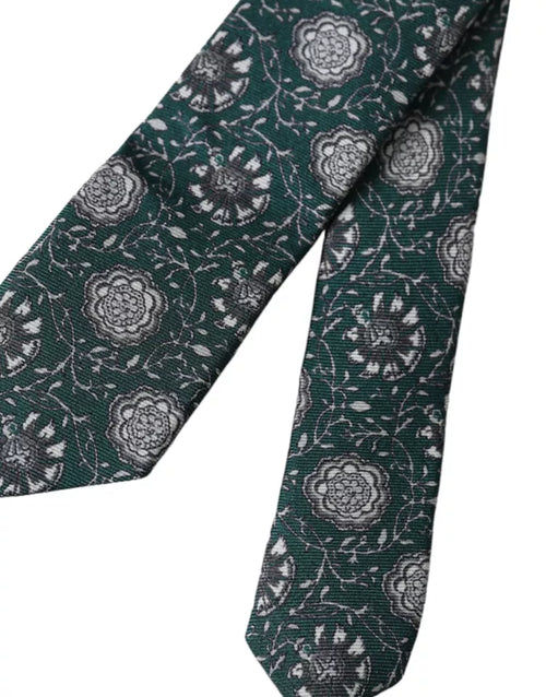Dolce & Gabbana Green Floral Print Silk Adjustable Men Tie - ClickThatClicks 