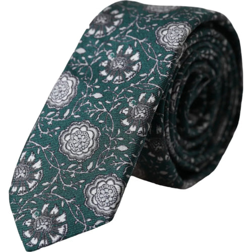 Dolce & Gabbana Green Floral Print Silk Adjustable Men Tie - ClickThatClicks 