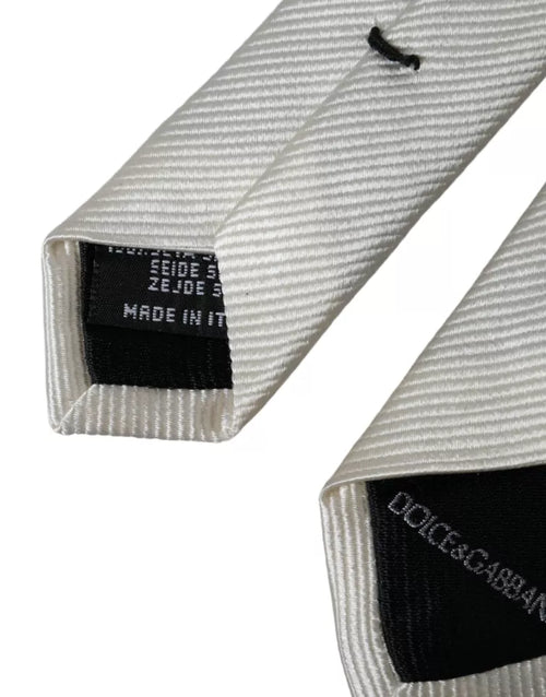 Dolce & Gabbana White Solid 100% Silk Adjustable Tie - ClickThatClicks 