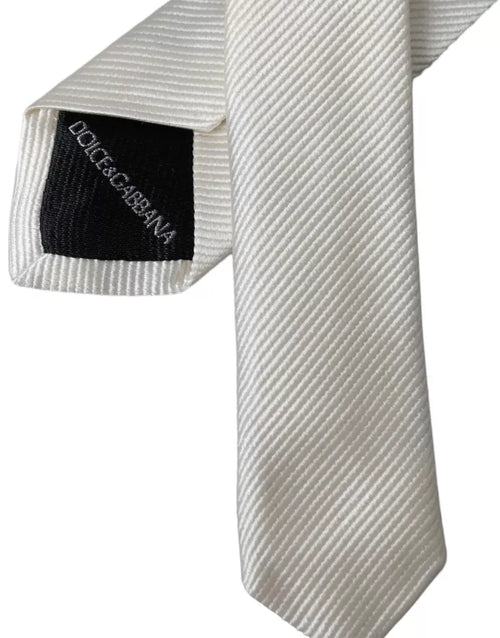 Dolce & Gabbana White Solid 100% Silk Adjustable Tie - ClickThatClicks 