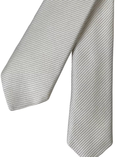 Dolce & Gabbana White Solid 100% Silk Adjustable Tie - ClickThatClicks 