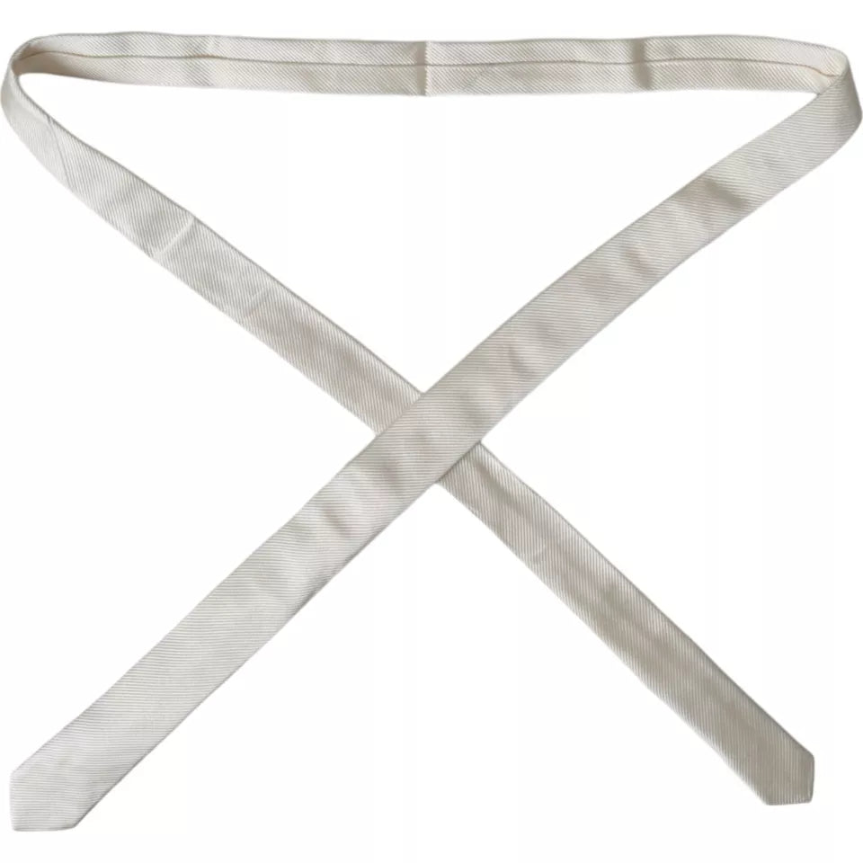 Dolce & Gabbana White Solid 100% Silk Adjustable Tie - ClickThatClicks 