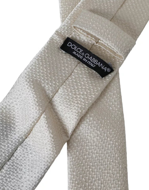 Dolce & Gabbana Off White 100% Silk Adjustable Necktie Men Tie - ClickThatClicks 