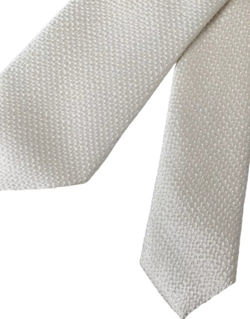 Dolce & Gabbana Off White 100% Silk Adjustable Necktie Men Tie - ClickThatClicks 