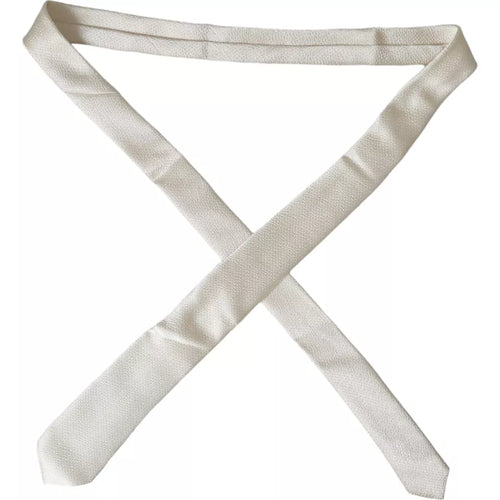 Dolce & Gabbana Off White 100% Silk Adjustable Necktie Men Tie - ClickThatClicks 