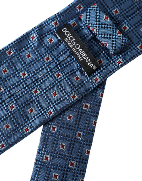 Dolce & Gabbana Blue Patterned 100% Silk Adjustable Men Tie - ClickThatClicks 
