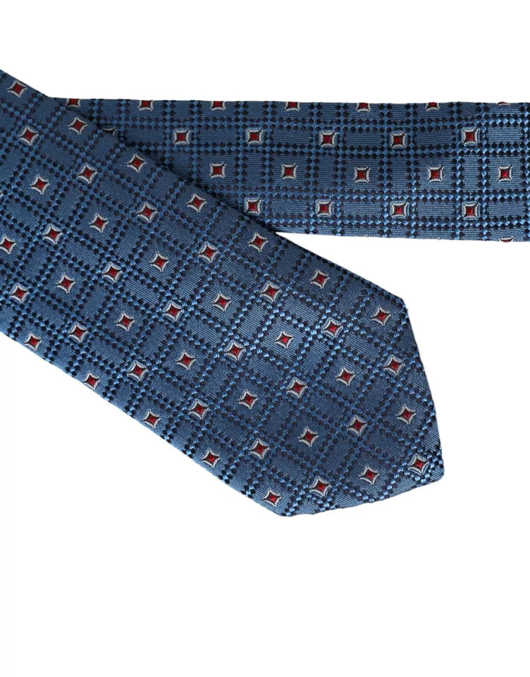 Dolce & Gabbana Blue Patterned 100% Silk Adjustable Men Tie - ClickThatClicks 