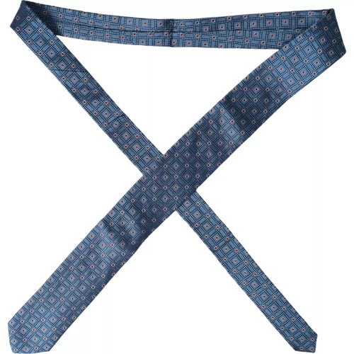 Dolce & Gabbana Blue Patterned 100% Silk Adjustable Men Tie - ClickThatClicks 