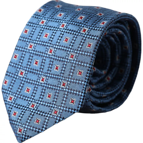 Dolce & Gabbana Blue Patterned 100% Silk Adjustable Men Tie - ClickThatClicks 