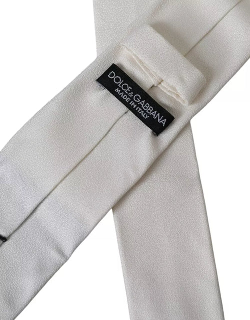 Dolce & Gabbana White Silk Classic Adjustable Men Tie - ClickThatClicks 