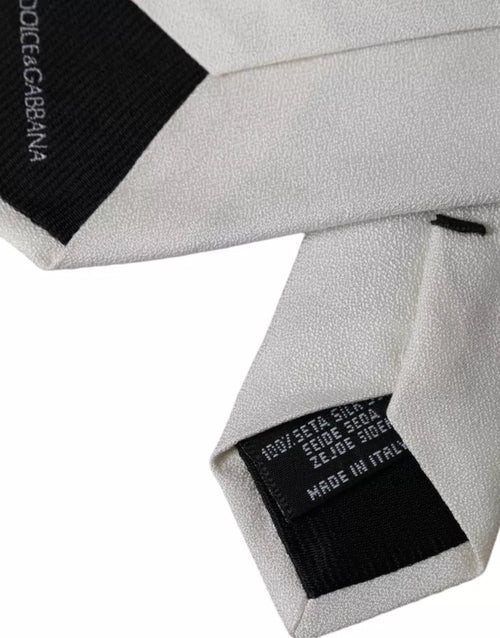 Dolce & Gabbana White Silk Classic Adjustable Men Tie - ClickThatClicks 