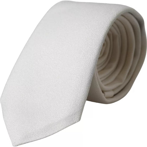 Dolce & Gabbana White Silk Classic Adjustable Men Tie - ClickThatClicks 