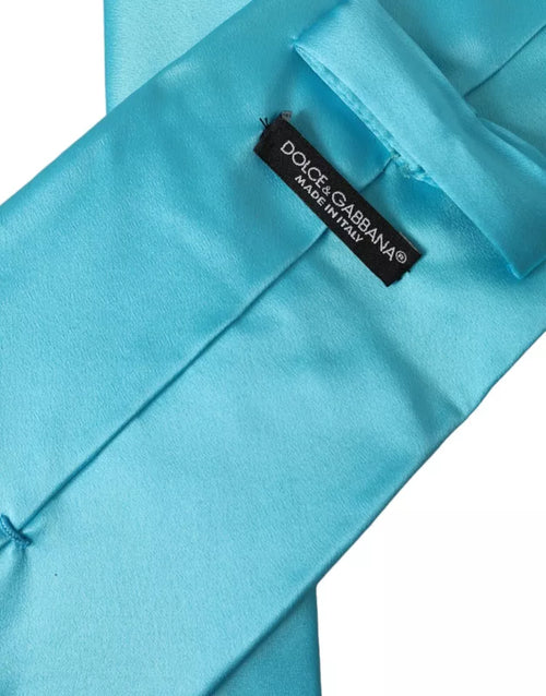 Dolce & Gabbana Light Blue Satin Silk Wide Adjustable Men Tie - ClickThatClicks 