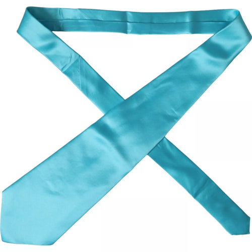 Dolce & Gabbana Light Blue Satin Silk Wide Adjustable Men Tie - ClickThatClicks 