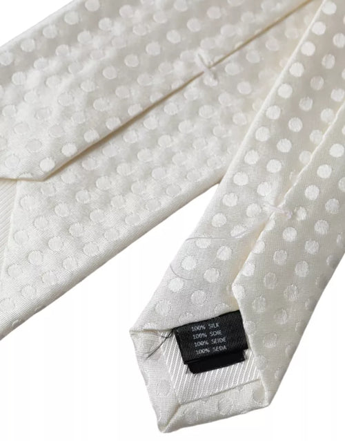 Dolce & Gabbana White Dotted Silk Classic Adjustable Men Tie - ClickThatClicks 