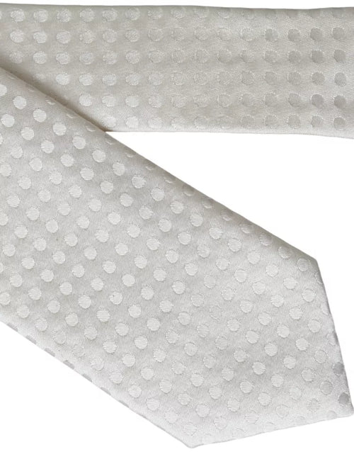 Dolce & Gabbana White Dotted Silk Classic Adjustable Men Tie - ClickThatClicks 