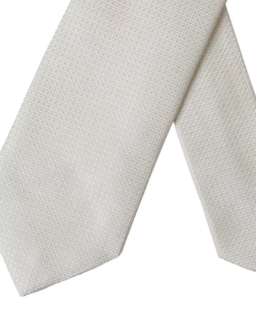 Dolce & Gabbana Off White Patterned Silk Classic Adjustable Tie - ClickThatClicks 