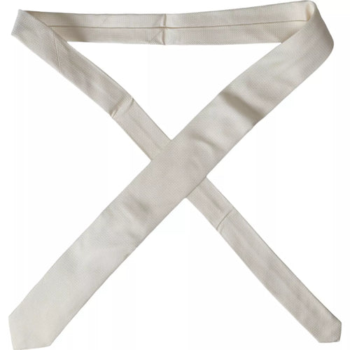 Dolce & Gabbana Off White Patterned Silk Classic Adjustable Tie - ClickThatClicks 