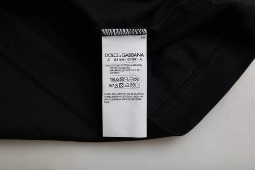 Dolce & Gabbana Black Cotton Round Neck Short Sleeves Men T-shirt - ClickThatClicks 