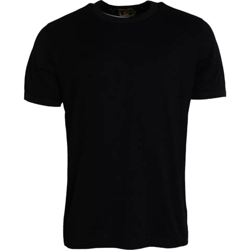 Dolce & Gabbana Black Cotton Round Neck Short Sleeves Men T-shirt - ClickThatClicks 