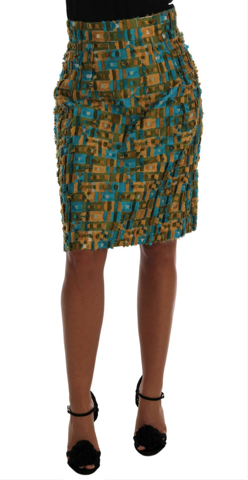 Dolce & Gabbana Multicolor Jacquard Straight Pencil Skirt - ClickThatClicks 