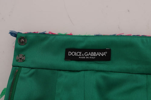 Dolce & Gabbana Pink Green Jacquard Pencil Skirt - ClickThatClicks 