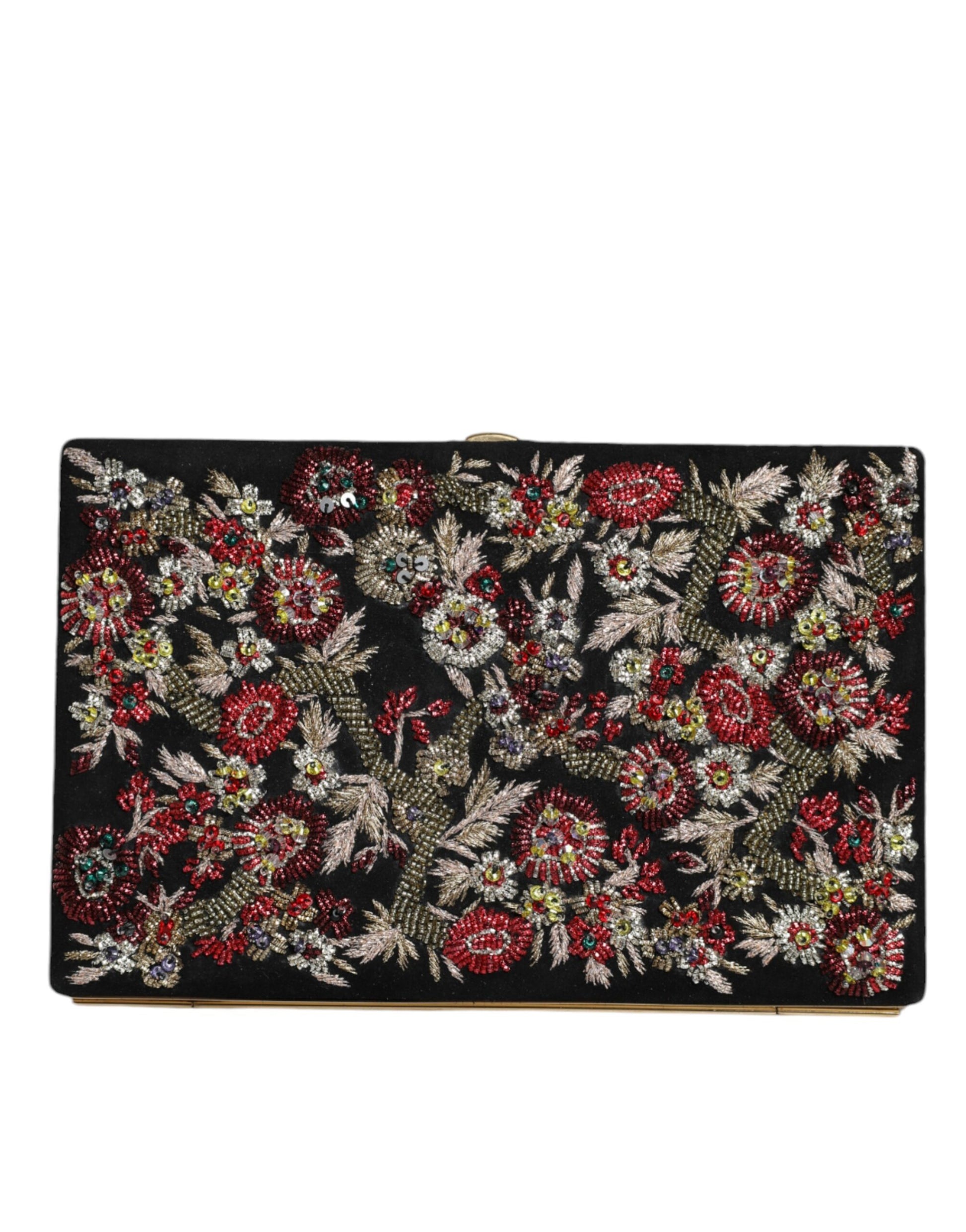 Dolce & Gabbana Multicolor Floral Gold Frame Clutch Evening Purse Bag - ClickThatClicks 