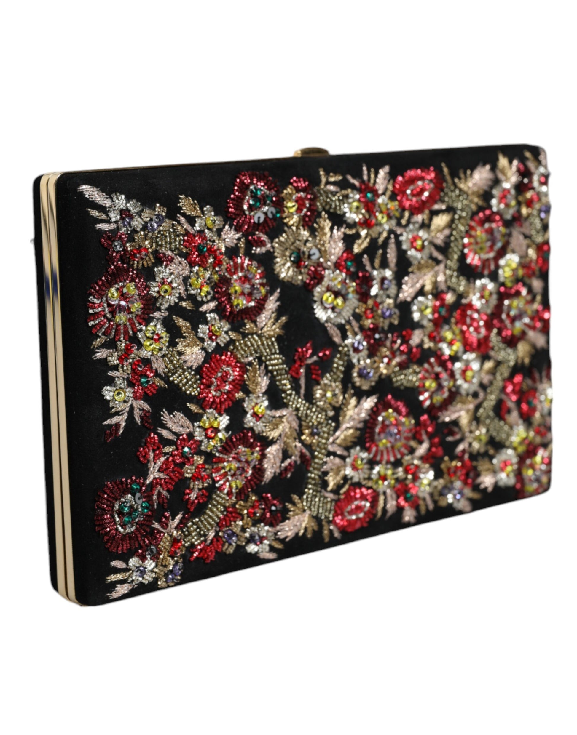 Dolce & Gabbana Multicolor Floral Gold Frame Clutch Evening Purse Bag - ClickThatClicks 