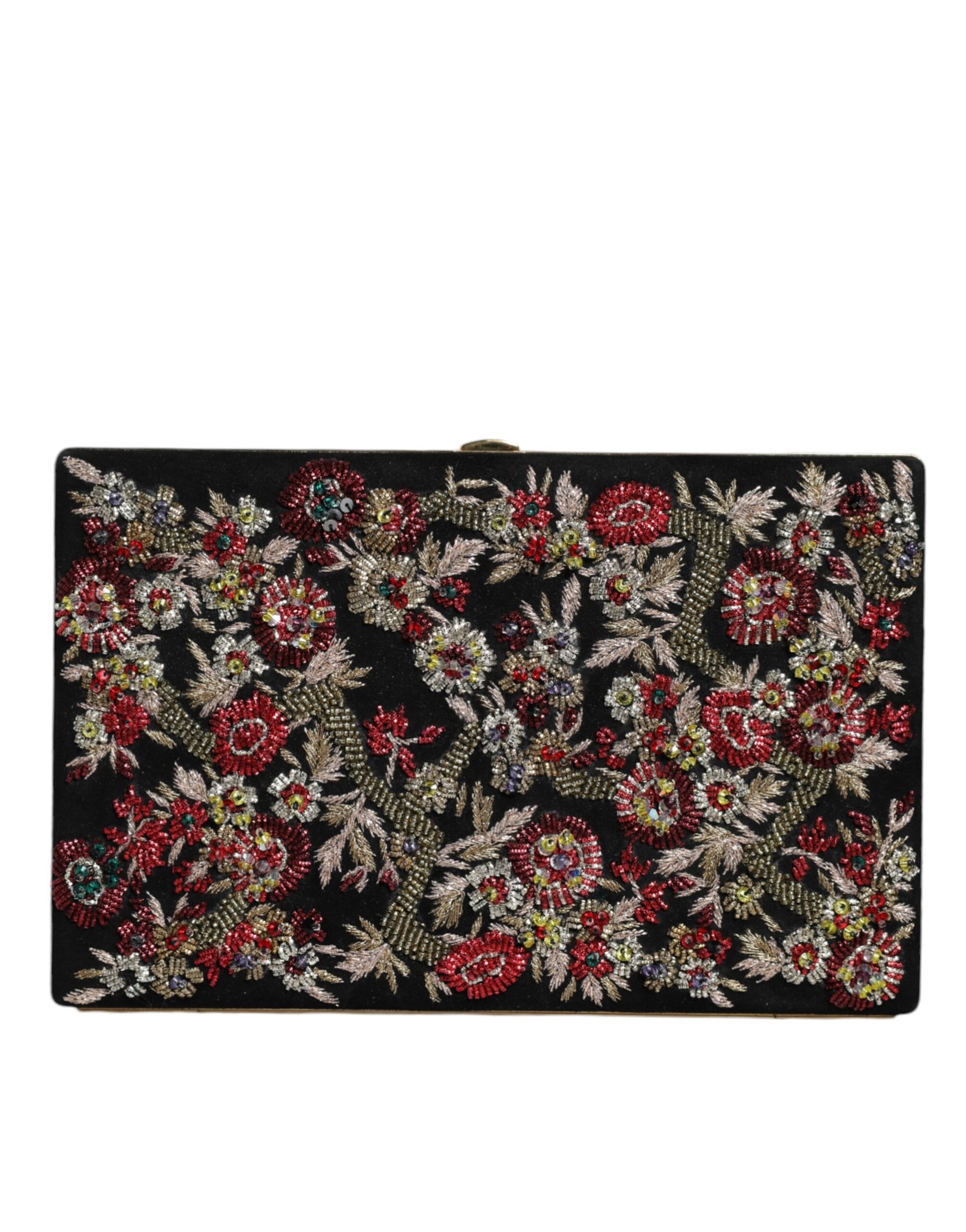 Dolce & Gabbana Multicolor Floral Gold Frame Clutch Evening Purse Bag - ClickThatClicks 