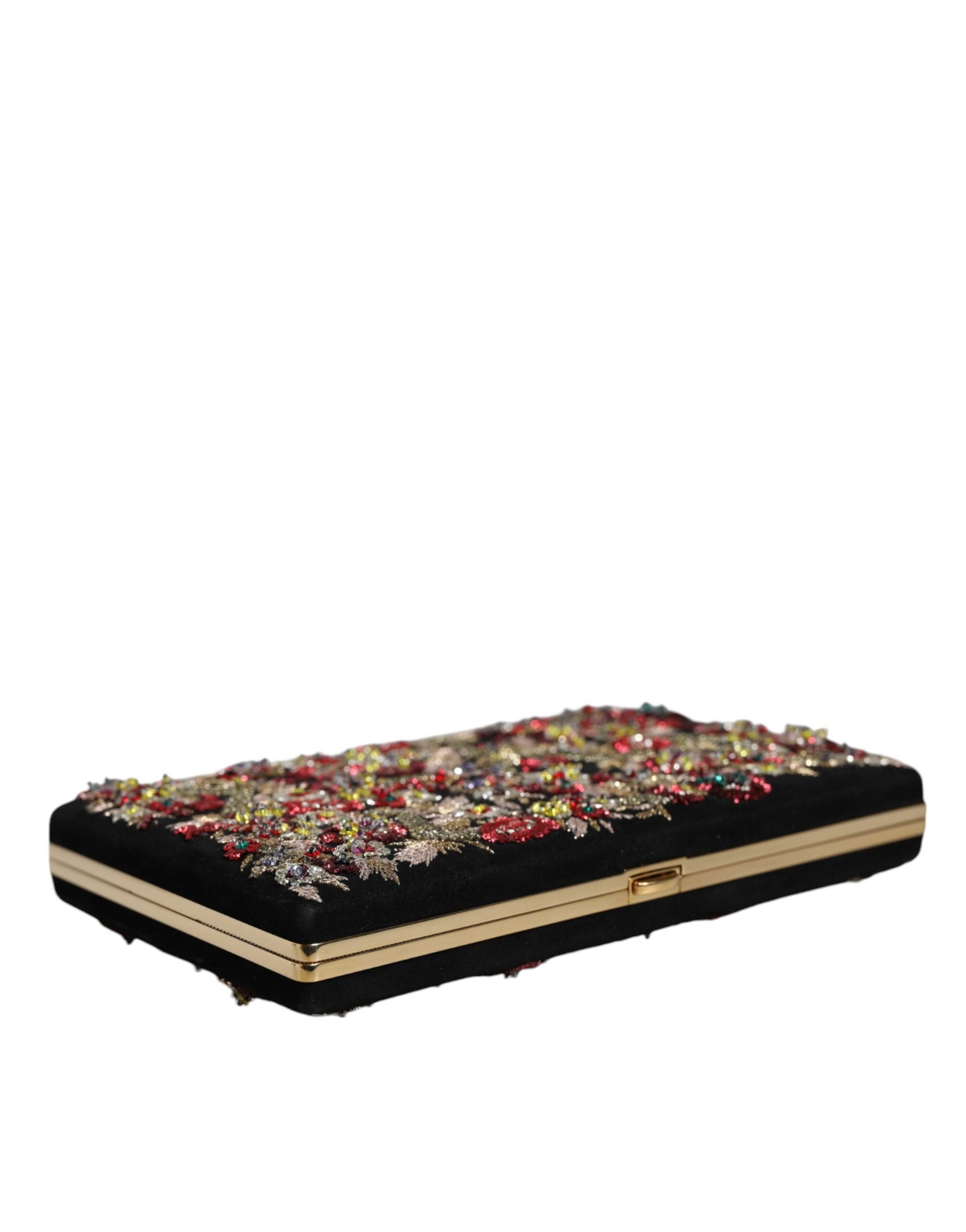 Dolce & Gabbana Multicolor Floral Gold Frame Clutch Evening Purse Bag - ClickThatClicks 