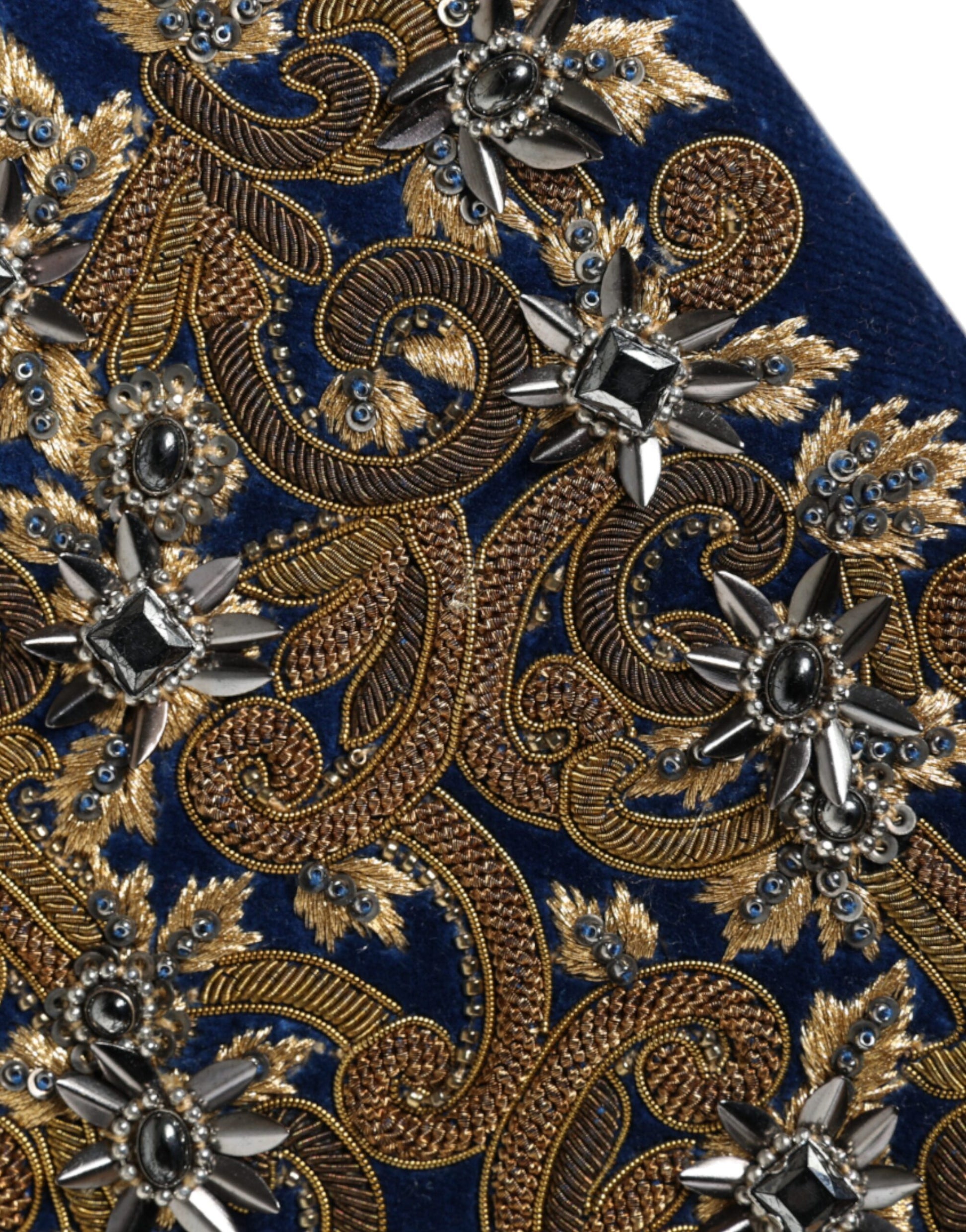 Dolce & Gabbana Blue Velvet Gold Frame Clutch Evening Party Purse Bag - ClickThatClicks 