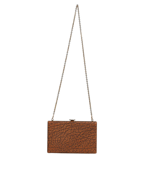 Dolce & Gabbana Brown Leather Gold Frame Clutch Mini Crossbody Bag - ClickThatClicks 