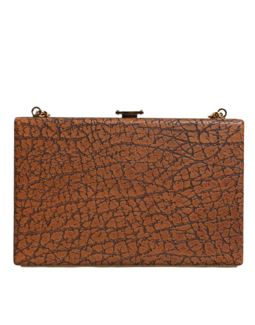 Dolce & Gabbana Brown Leather Gold Frame Clutch Mini Crossbody Bag - ClickThatClicks 