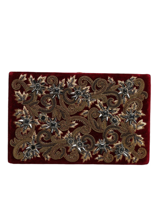 Dolce & Gabbana Red Velvet Gold Frame Clutch Evening Party Purse Bag - ClickThatClicks 