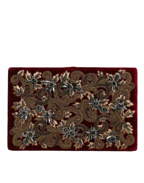 Dolce & Gabbana Red Velvet Gold Frame Clutch Evening Party Purse Bag - ClickThatClicks 