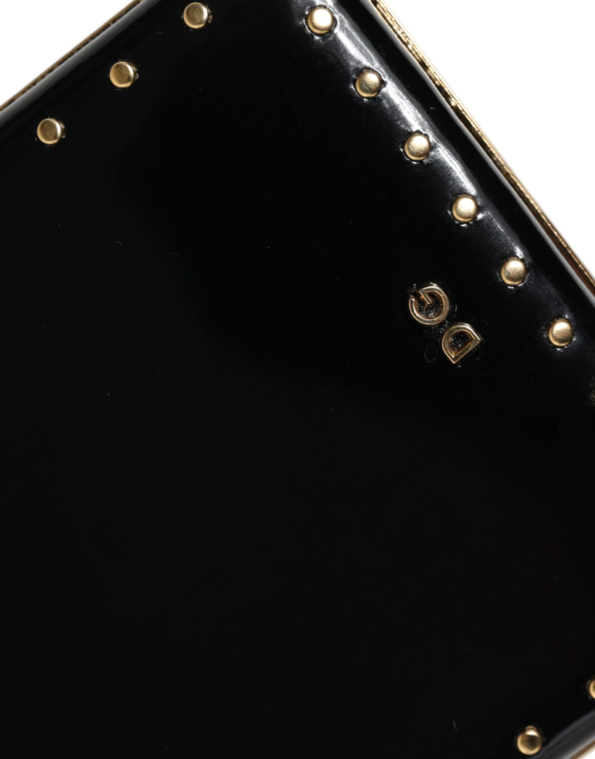 Dolce & Gabbana Black Leather Studs Gold Frame Clutch Evening Purse Bag - ClickThatClicks 