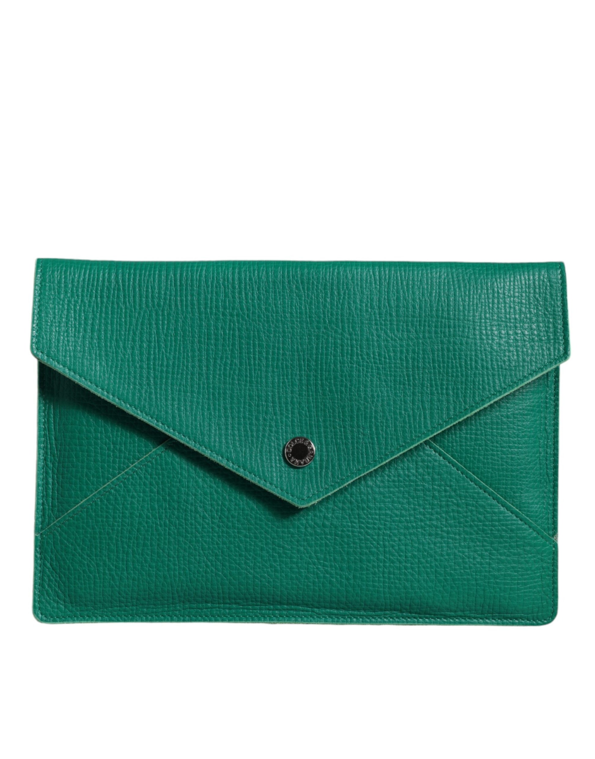 Dolce & Gabbana Green Leather Handbag Clutch Mini Purse Pouch Tablet Case - ClickThatClicks 