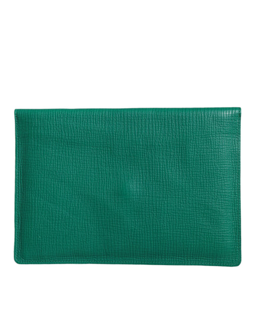 Dolce & Gabbana Green Leather Handbag Clutch Mini Purse Pouch Tablet Case - ClickThatClicks 