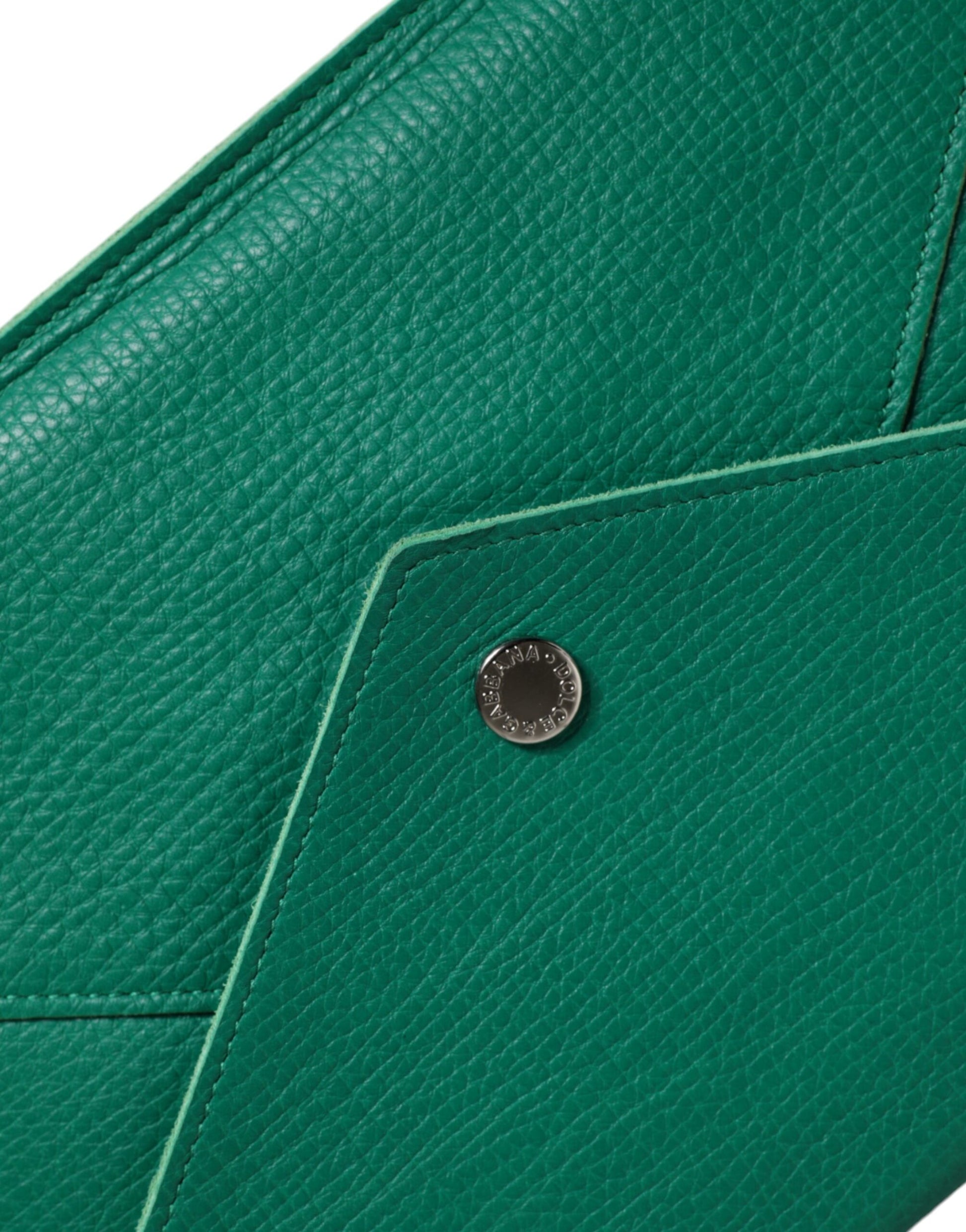 Dolce & Gabbana Green Leather Handbag Clutch Mini Purse Pouch Tablet Case - ClickThatClicks 