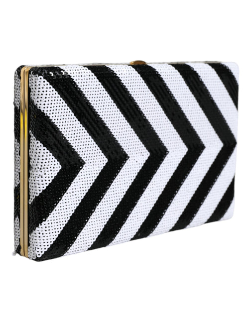 Dolce & Gabbana Black White Gold Frame Clutch Evening Party Purse Bag - ClickThatClicks 
