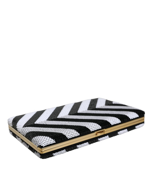 Dolce & Gabbana Black White Gold Frame Clutch Evening Party Purse Bag - ClickThatClicks 