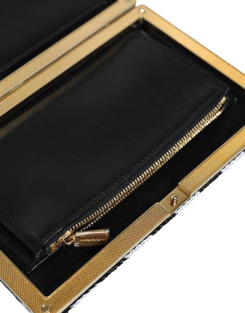 Dolce & Gabbana Black White Gold Frame Clutch Evening Party Purse Bag - ClickThatClicks 