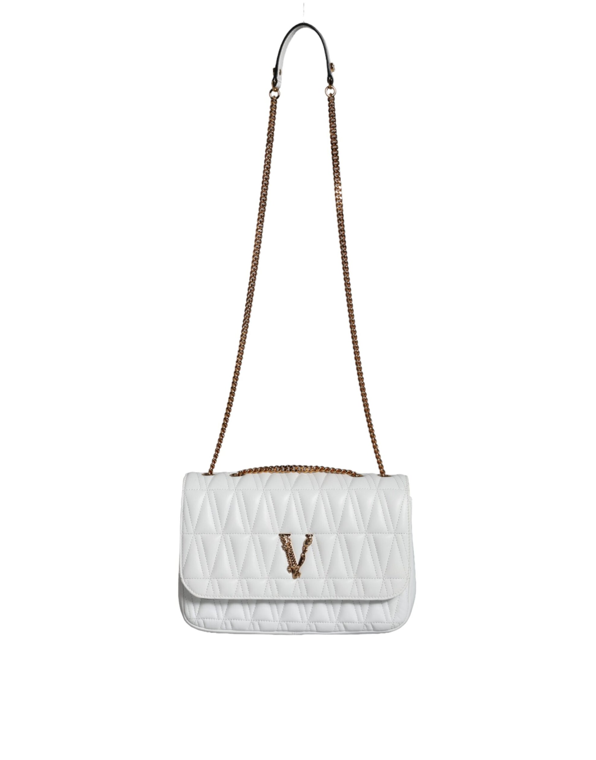 Versace White Mini Nappa Leather Crossbody Shoulder Bag - ClickThatClicks 
