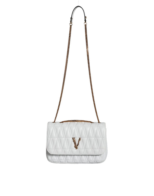 Versace White Mini Nappa Leather Crossbody Shoulder Bag - ClickThatClicks 