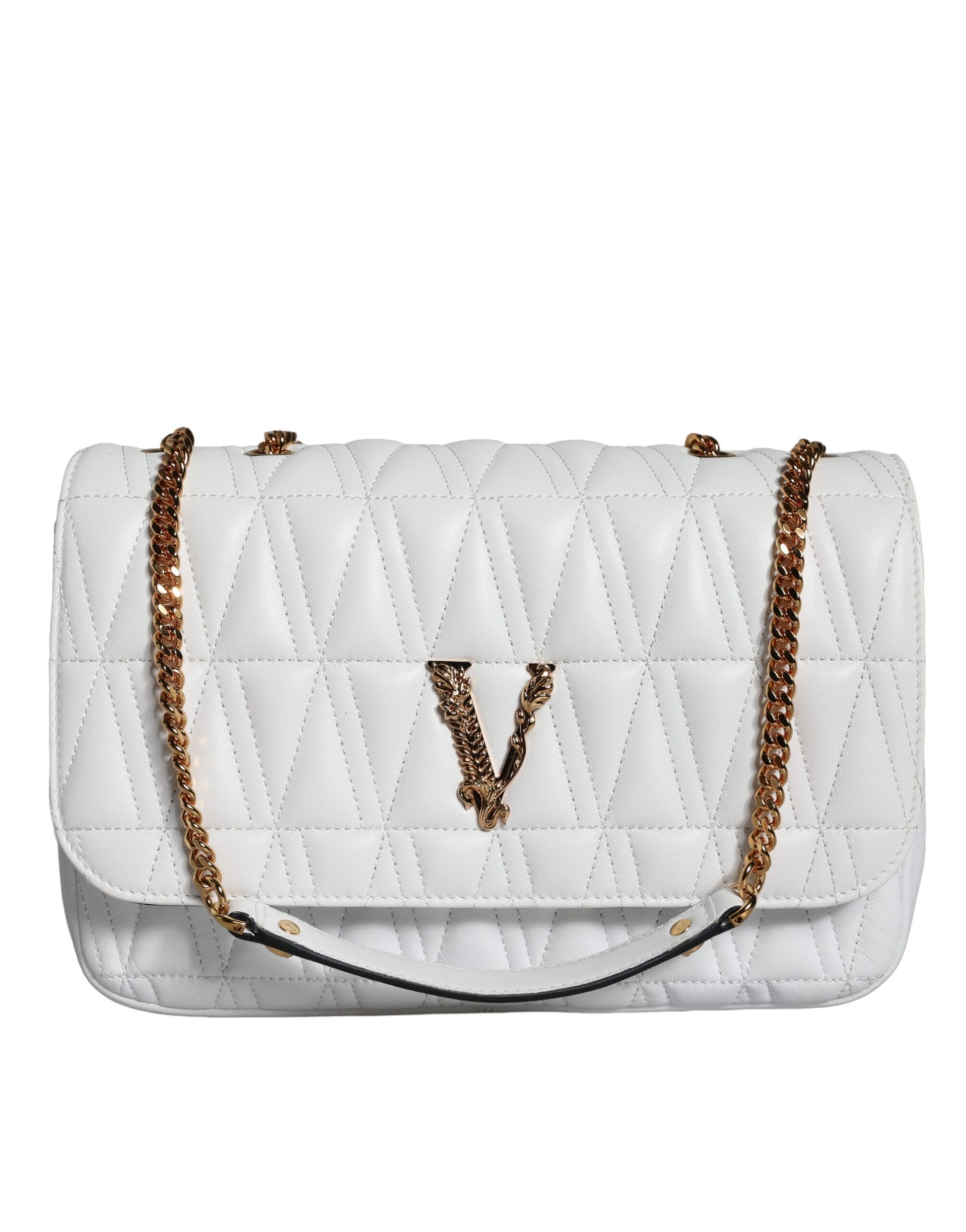 Versace White Mini Nappa Leather Crossbody Shoulder Bag - ClickThatClicks 