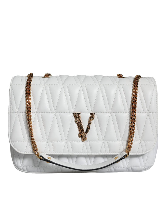 Versace White Mini Nappa Leather Crossbody Shoulder Bag - ClickThatClicks 