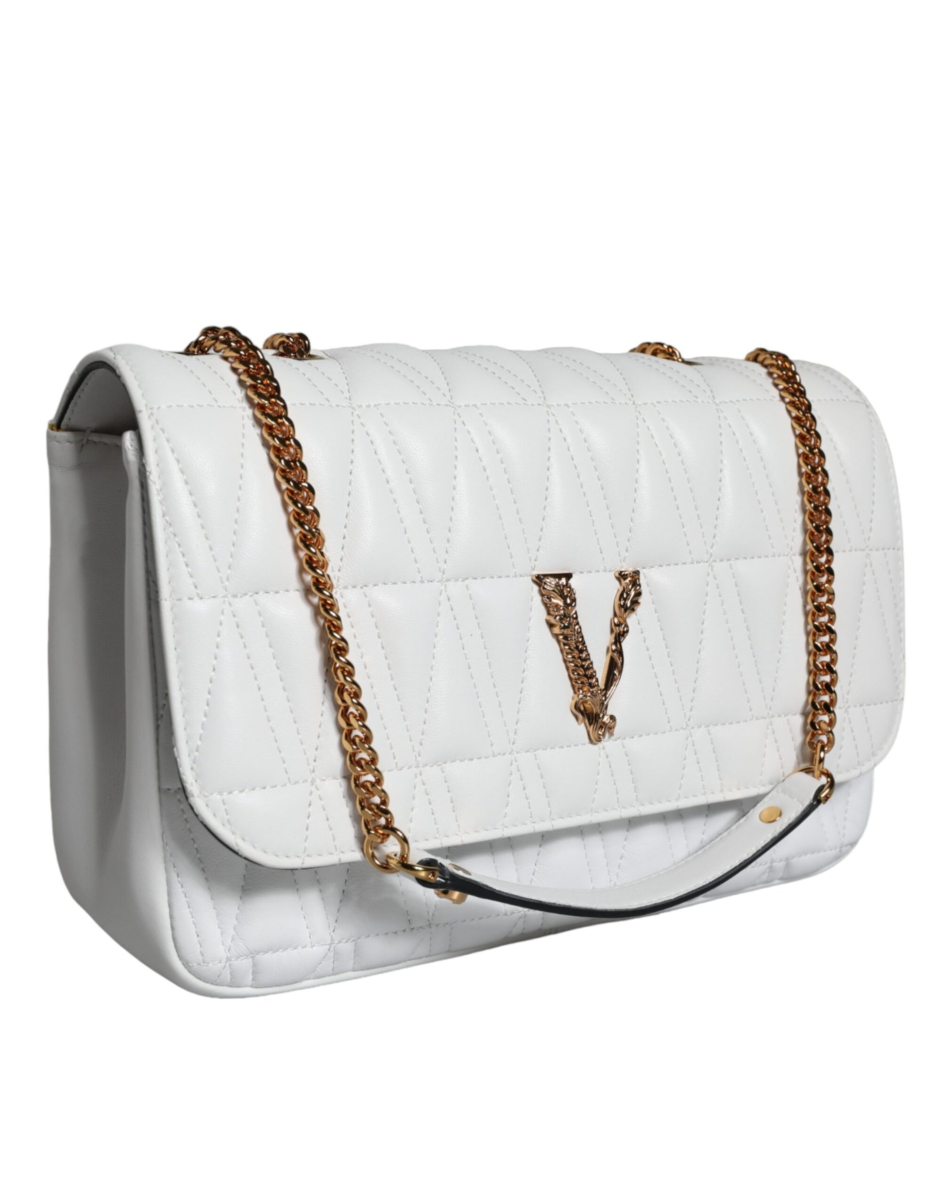 Versace White Mini Nappa Leather Crossbody Shoulder Bag - ClickThatClicks 